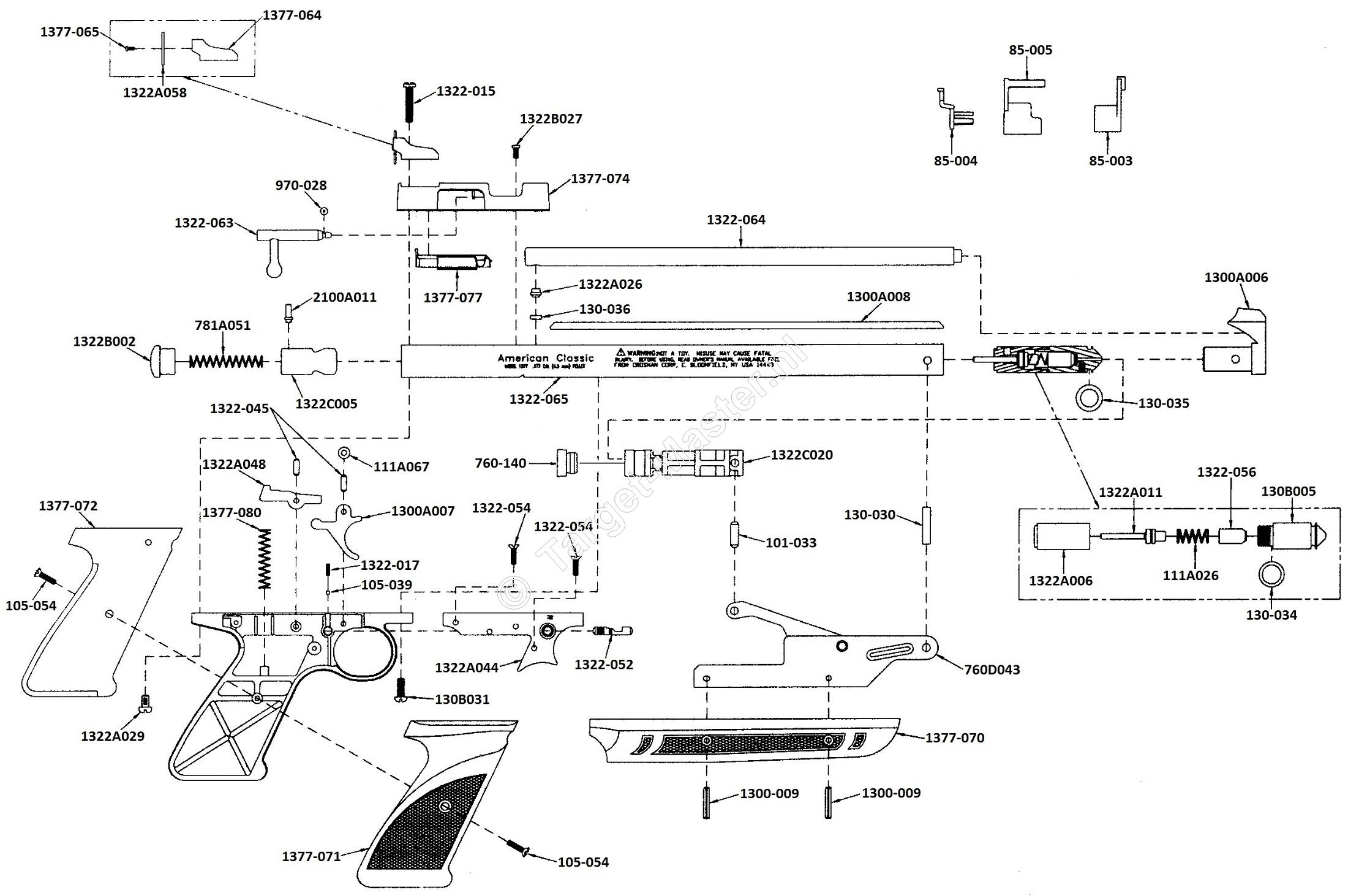 1322C, Parts Drawing Crosman 1322C